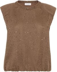 Brunello Cucinelli - Sequin-Embellished Knitted Top - Lyst