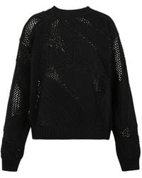 Max Mara - Logo-Embroidered Open-Knit Sweater - Lyst