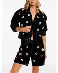Agua Bendita - Rosel Floral-Applique Denim Jacket - Lyst