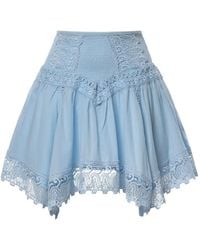 Charo Ruiz - Taléa Guipure Lace-Trim Shirred Mini Skirt - Lyst