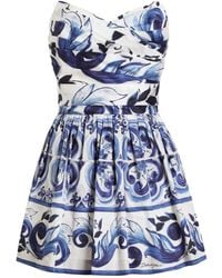 Dolce & Gabbana - Dg Exclusive Majolica- Cotton Satin Dress - Lyst