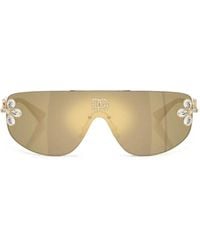 Dolce & Gabbana - Crystal-Embellished Logo Sunglasses - Lyst