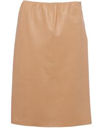 Prada - Triangle-logo Leather Skirt - Lyst