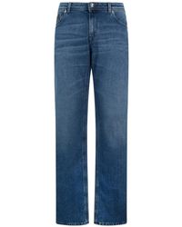 Billionaire - Leather Details Straight Jeans - Lyst