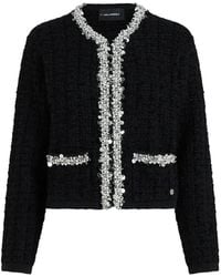 KARL LAGERFELD - Textured Beaded Cardigan - Lyst