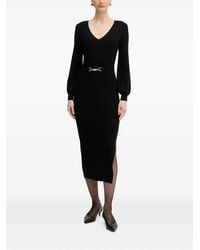 Morgan - V-Neck Belted Midi Dress - Lyst