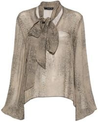 FEDERICA TOSI - Snakeskin-Print Pussy-Bow Blouse - Lyst
