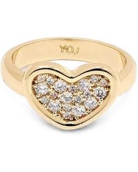 Yoj - Loff Heart Crystal-Embellished Rings - Lyst
