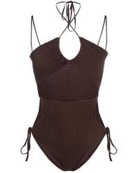 ANDREADAMO - Halterneck-Fastening Ribbed-Knit Bodysuit - Lyst