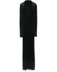 Mugler - Maxi-Jurk Met Mesh En Hoge Hals - Lyst