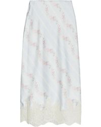 LoveShackFancy - Foral-Print Satin Midi Skirt - Lyst