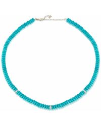 Mateo - 14kt Yellow Gold Turquoise Roundel And Diamond Station Necklace - Lyst
