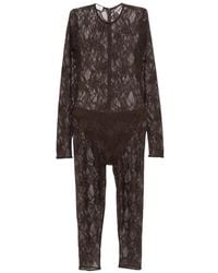 ANDAMANE - Sheila Lace-Pattern Long-Sleeve Jumpsuit - Lyst