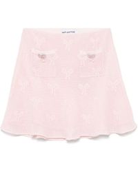 Self-Portrait - Bow-Detail Crochet Mini Skirt - Lyst