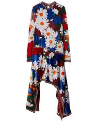 Burberry - Fluwelen Midi-jurk Met Print - Lyst