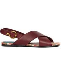 Etro - Low Leather Sandals With Crossover Detail - Lyst