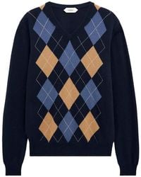 Pringle of Scotland - Argyle-Pattern V-Neck Sweater - Lyst