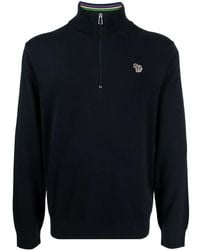 Paul Smith - Sudadera de algodón con motivo Zebra y media cremallera - Lyst
