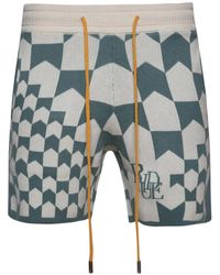 Rhude - Racing Monogram-Knit Shorts - Lyst