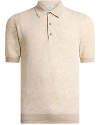 Etro - Knit Cotton Polo Shirt With Floral Paisley-Motif - Lyst