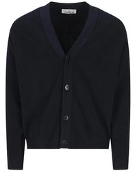 Stone Island - Ribbed-Knit V-Neck Cardigan - Lyst