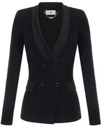 Elisabetta Franchi - Knit Jacket With Shiny Viscose Details - Lyst