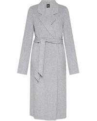 BOSS - Wool-Blend Belted Jacket - Lyst