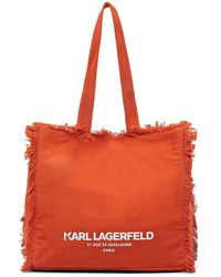 KARL LAGERFELD - Frayed-Edge Canvas Tote Bag - Lyst