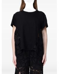 MEIMEIJ - Macramé-Panelled Cotton T-Shirt - Lyst