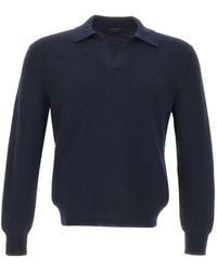 Gran Sasso - Ribbed-Knit Virgin-Wool Polo Shirt - Lyst