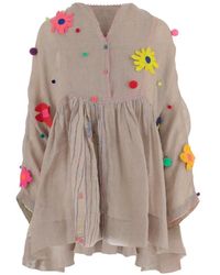 Péro - Floral-Appliqué Mini Dress - Lyst