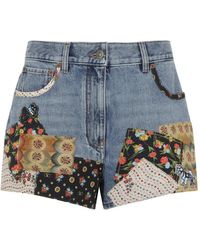 Valentino Garavani - Patchwork Denim Shorts - Lyst