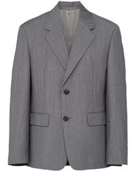 Prada - Blazer En Laine Mélangée À Simple Boutonnage - Lyst