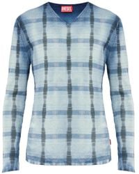 DIESEL - K-Egons Checked V-Neck T-Shirt - Lyst