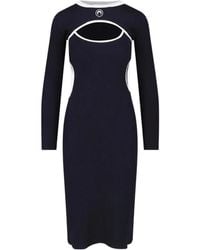 Marine Serre - Robe Longue À Logo Moon Bicolore En Jersey Côtelé À Découpes - Lyst