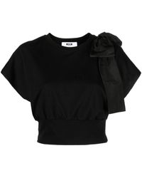 MSGM - Oversize-bow Detail Cotton T-shirt - Lyst