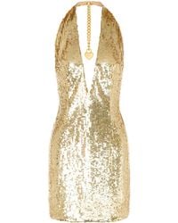 Moschino - V-neck Sequin-embellished Minidress - Lyst