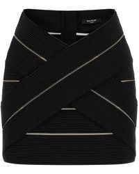 Balmain - V-Waist Zip-Fastening Mini Skirt - Lyst