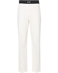 MSGM - Logo-Waistband Tapered Trousers - Lyst