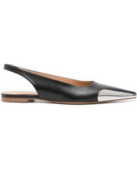 Off-White c/o Virgil Abloh - Logo-Plaque Point-Toe Slingback Leather Flats - Lyst