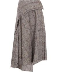 Y's Yohji Yamamoto - Check Asymmetric Midi Skirt - Lyst