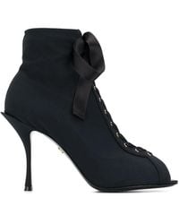 Dolce & Gabbana - Lace-Up Peep Toe Sandal Boots - Lyst