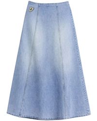 Lois - Wilson Logo-Patch Denim Maxi Skirt - Lyst
