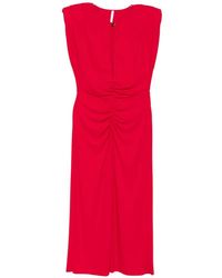 Imperial - Ruched Sleeveless Midi Dress - Lyst