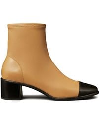 Tory Burch - Cap-Toe Low-Heel Ankle Boots - Lyst