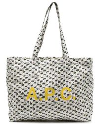 A.P.C. - Logo-print Cotton Tote Bag - Lyst