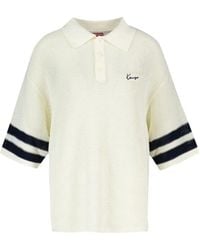 KENZO - Crochet-Knit Striped Polo Shirt - Lyst