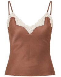 LoveShackFancy - Franna Lace-Trim Silk Top - Lyst