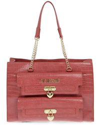 Moschino - Crocodile-Effect Heart-Padlock Shoulder Bag - Lyst