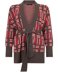 Moorer - Geometric-Pattern Belted Cardigan - Lyst